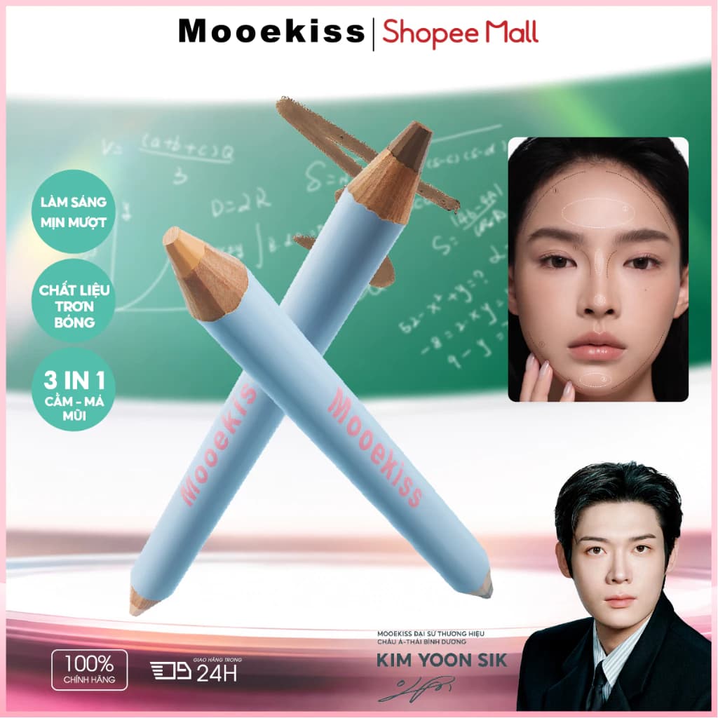 Bút Tạo Khối Mooekiss Stick 2 Đầu, Tạo Khối 3D, Highlight, Dễ Tán, Định Hình Khuôn Mặt