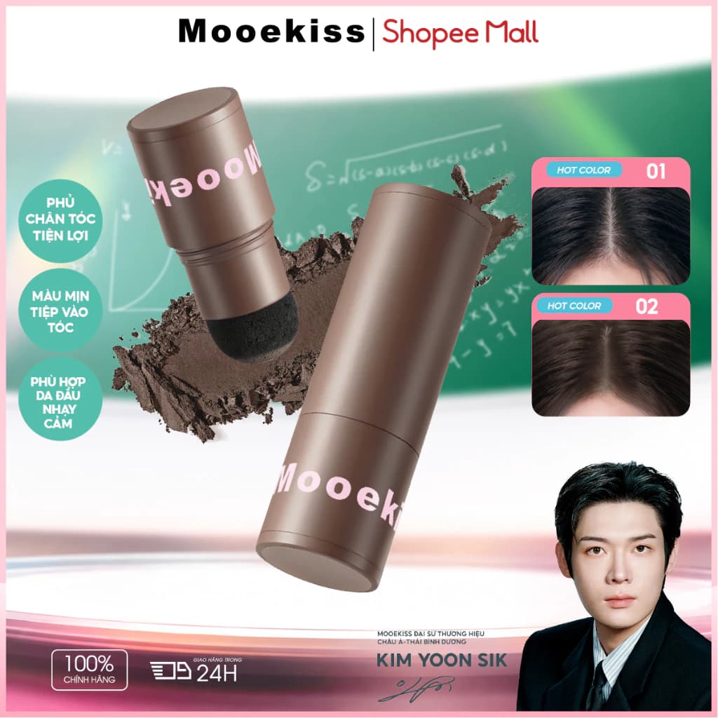 Bột làm tóc Mookiess, que làm tóc, chống thấm nước và chống mồ hôi, gửi lại đường may, đổ đầy bột phủ, đường viền bóng