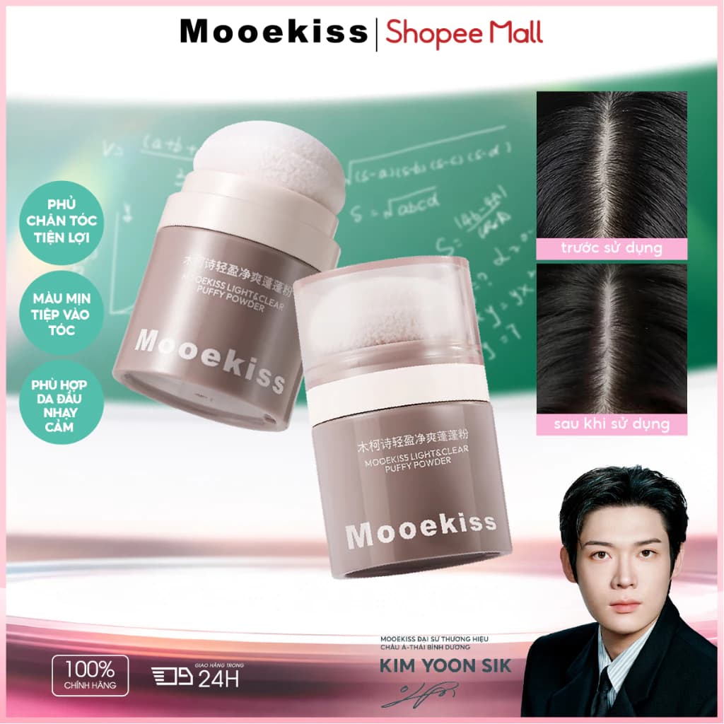Bột lông tơ tóc Mooekiss, bangs với cảm giác không khí, kiểm soát dầu lâu trôi, bột rời tóc khô