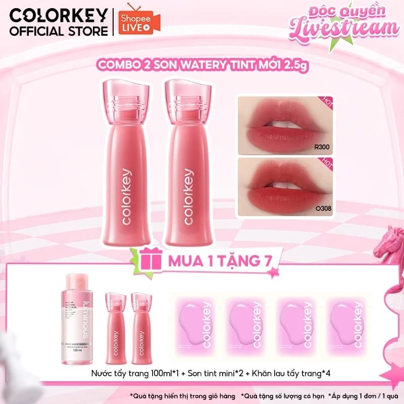 [COLORKEY x DUY KHÁNH] COMBO 2 Son môi COLORKEY Watery Tint, Mờ, Mịn, Không Dính, Lâu trôi, Dưỡng ẩm 2.5g