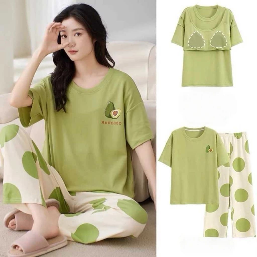 【Có mút ngực】Mẫu bán chạy mùa hè Bộ đồ ngủ ngắn tay - ngắn quần. Hàng khuyến mãi, chất lượng tốt giá rẻ