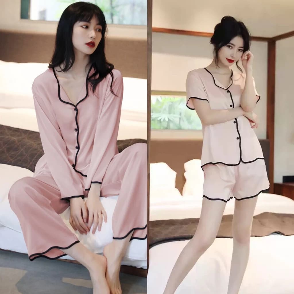 Bộ đồ ngủ 2026 mới nhất - Màu hồng ngọt ngào, dịu dàng, gợi cảm - Áo ngắn tay + quần đùi / Áo dài tay + quần dài - Mẫu hot bán chạy - Free ship ✅ Giao hàng trong ngày