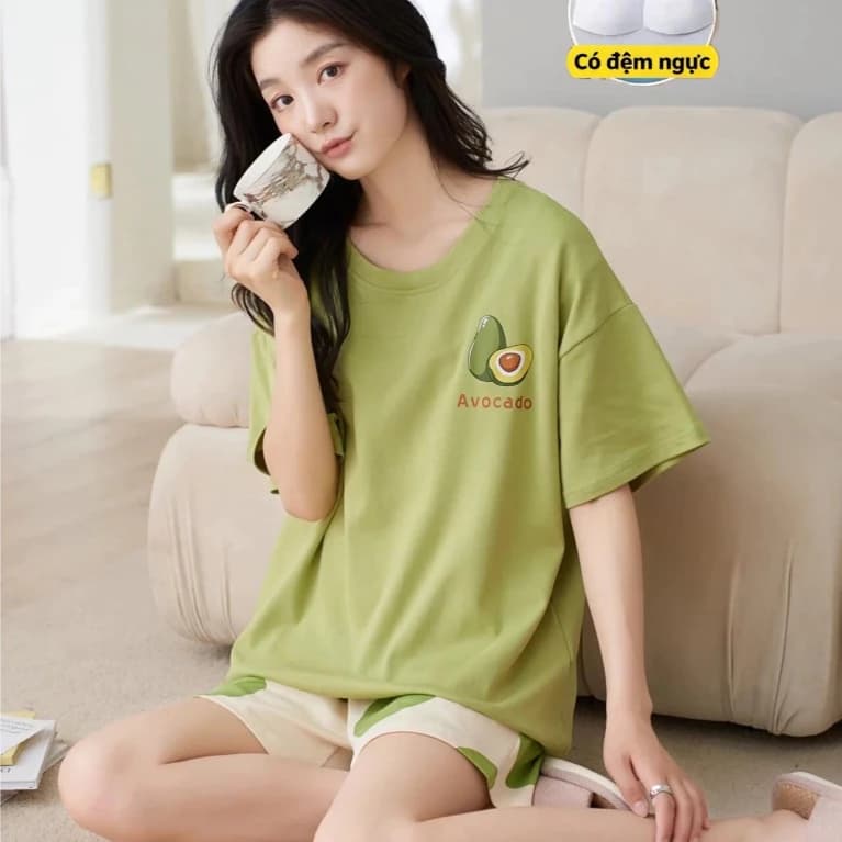 【Có miếng lót ngực】Áo ngủ nữ mùa thu đông dễ thương, có đệm ngực, in họa tiết, chất liệu thoáng khí, mặc nhà thoải mái và có thể mặc ra ngoài.