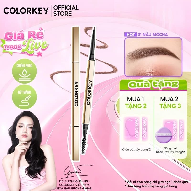 COLORKEY Bút Chì Kẻ Lông Mày Thiết Kế Hai Đầu Chống Mồ Hôi Tiện Lợi