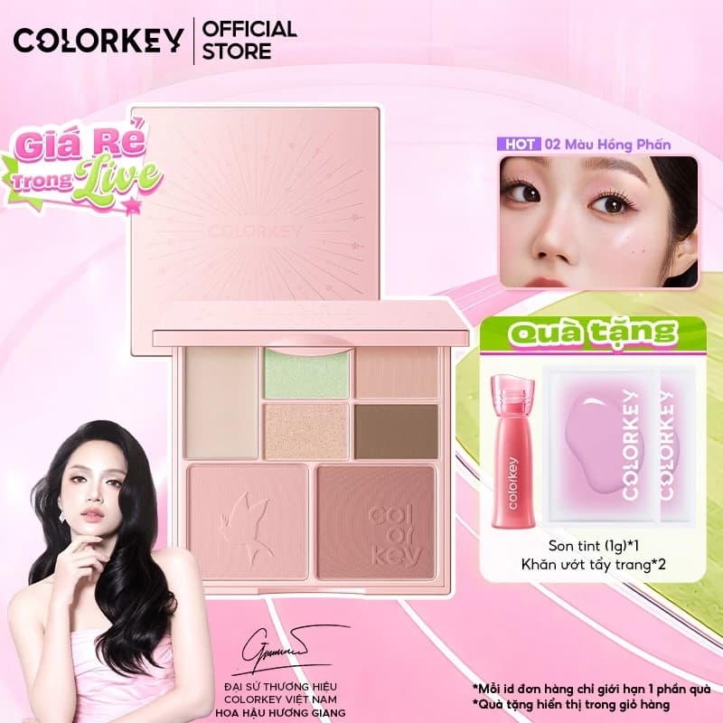 Bảng Phấn Trang Điểm Colorkey 7 Màu, Đa Năng, Phấn Mịn Dễ Tán, Nhỏ Gọn, Phù Hợp Makeup Hàng Ngày