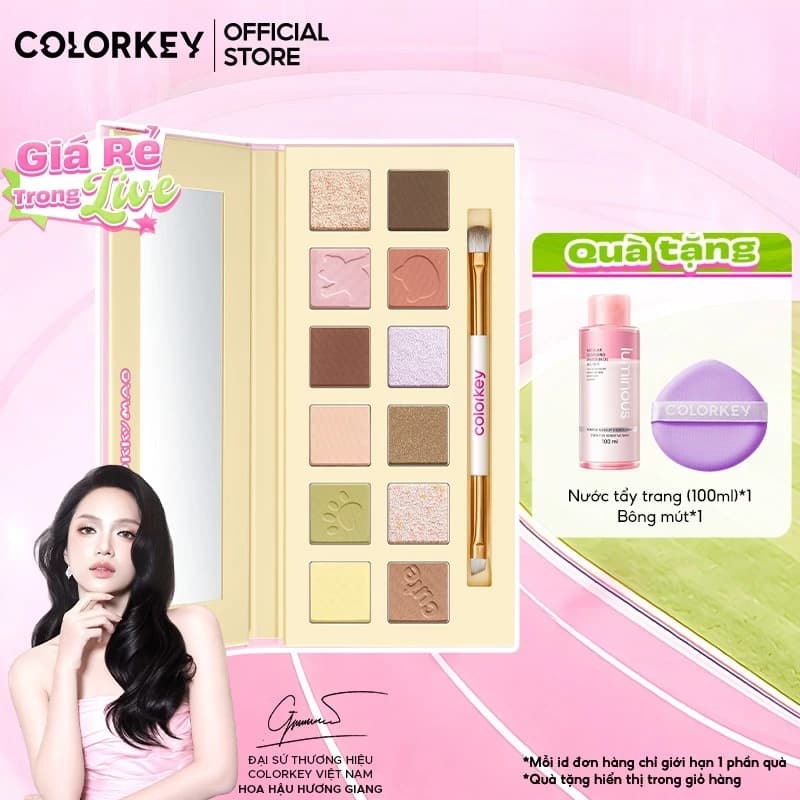 [COLORKEY X POKKY MAO] Bảng Phấn Mắt 12 Màu Đa Năng, Kèm Cọ Tiện Lợi 17.7g