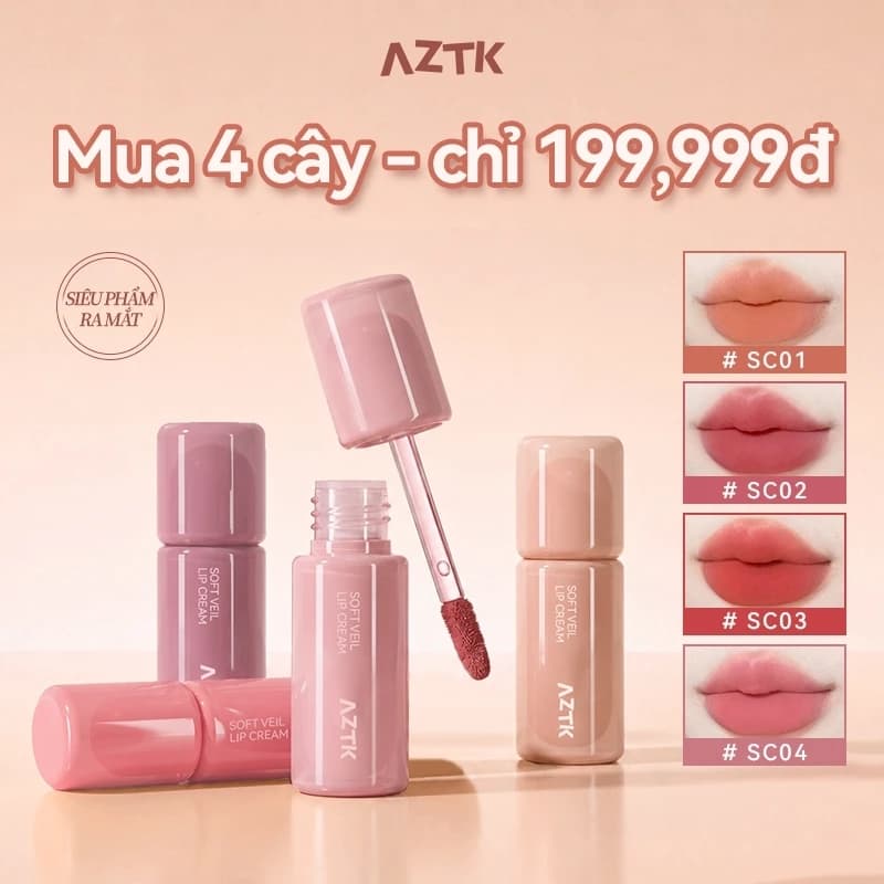 AZTK Son Kem Lì Velvet Lip Tint Son Bùn Lì Mịn Màu Xinh Nhẹ Môi 1.5g