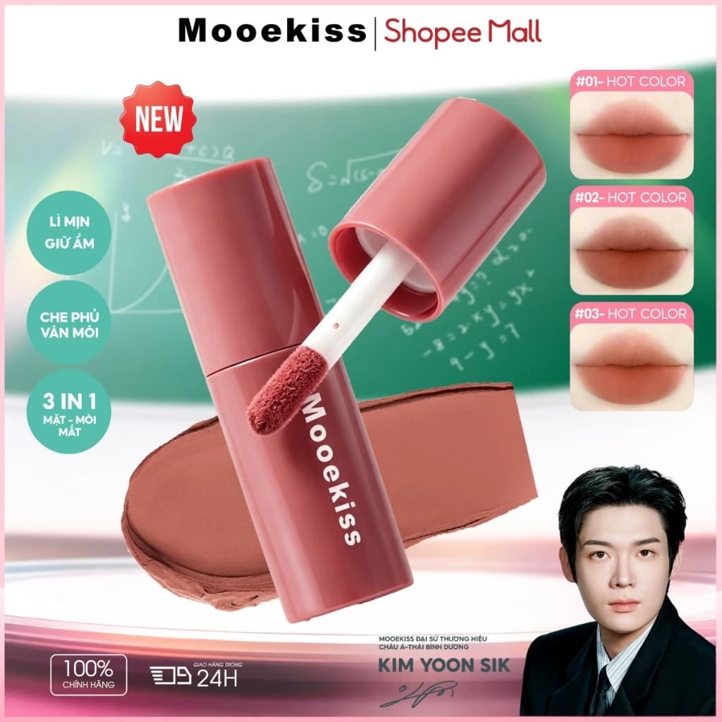 [NEW] Mooekiss Velvet Multi Cream Blush Balm Eyeshadow Son môi 3 trong 1 Matte Mist Face Son Son môi men môi bùn