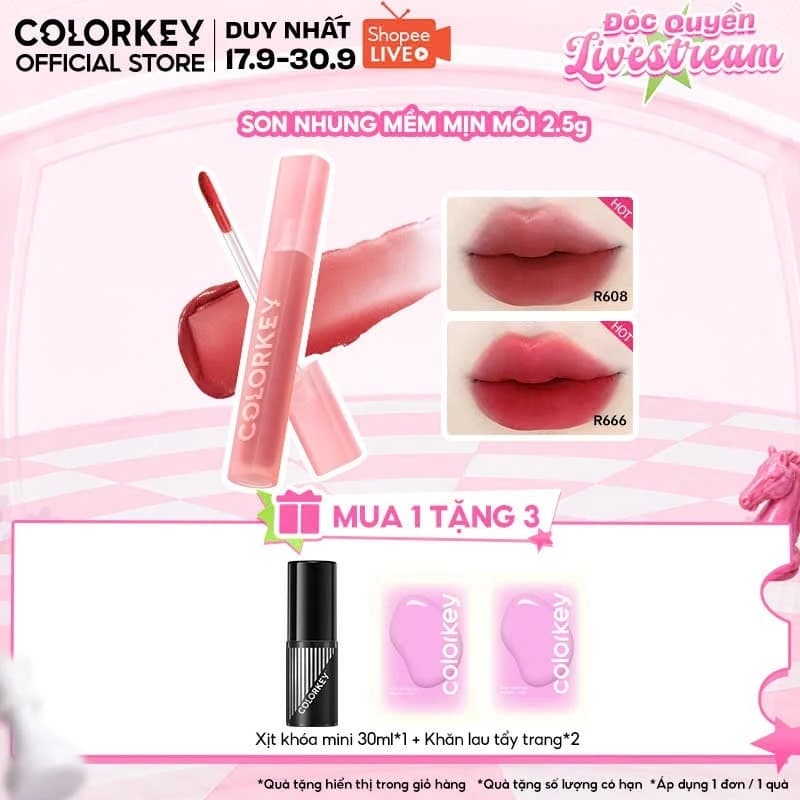 [LIVE] Son môi nhung, mịn lì Colorkey lâu trôi 2.5g