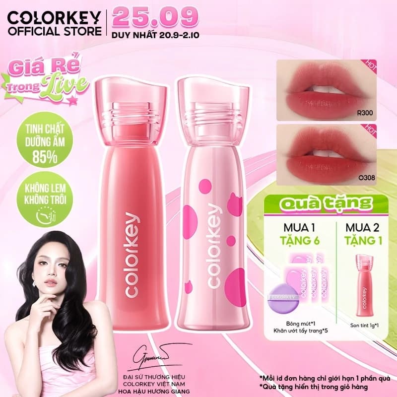 [MUA 2 TẶNG 1] Son Tint Lì COLORKEY Watery Tint, Bền Màu Lâu Trôi, Dưỡng Ẩm Không Dính 2.5g