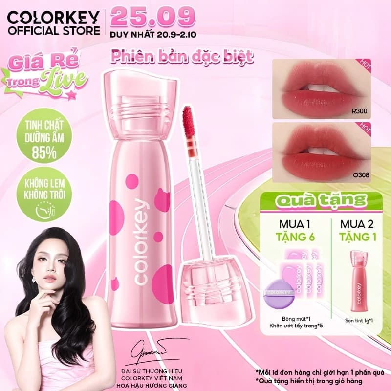 [COLORKEY X Pokky Mao] Son Tint COLORKEY Pokky Mao Mịn Lì Lâu Trôi, Dưỡng Ẩm, Bao Bì Trendy 2.5g
