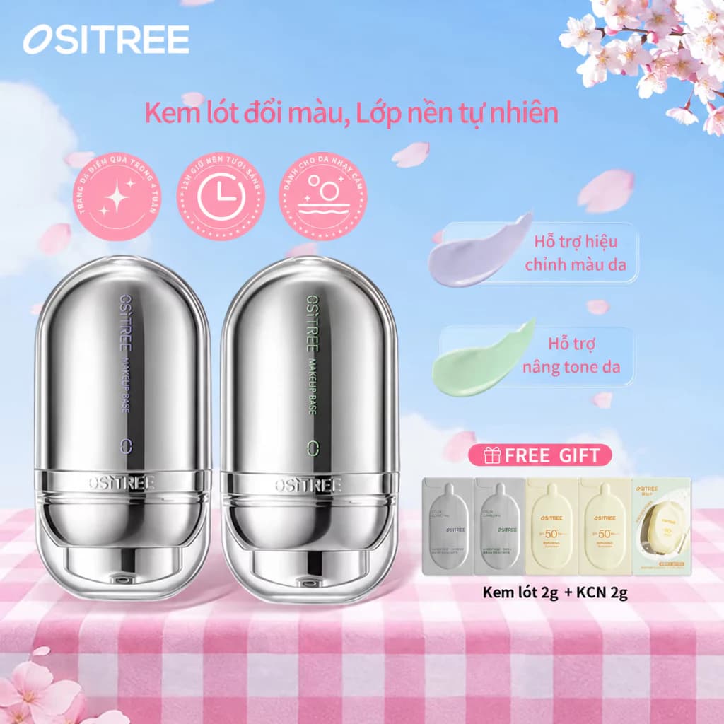 Ositree Kem lót 2.0 nâng tone tự nhiên đều màu da kiềm dầu lâu trôi kem lót phù hợp da nhạy cảm 25g