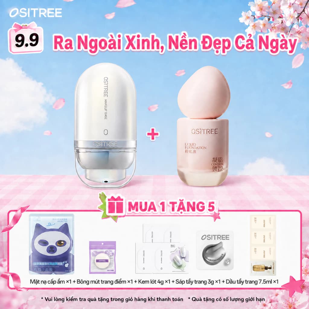 [Combo] Trang Điểm OSITREE Kem Lót + Kem Nền, Kiềm Dầu, Che Phủ, Giữ Nền Lâu Trôi