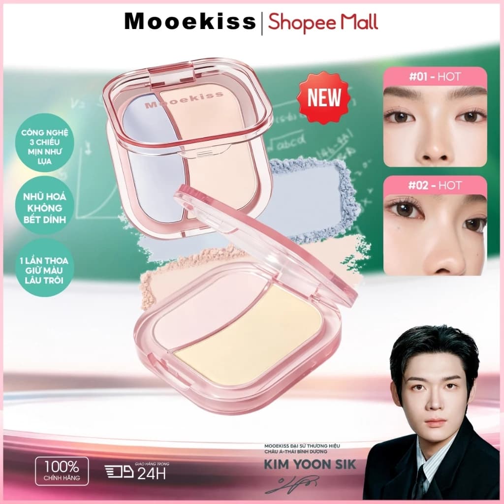 [NEW] Mooekiss đôi highlight, làm sáng, phấn má hồng, mặt nạ, màu mở rộng