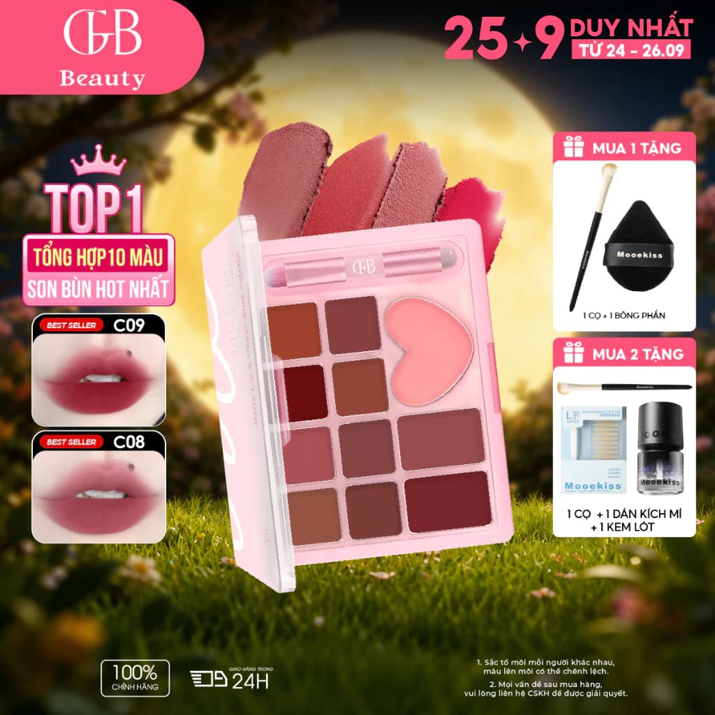 [CFB] Bảng Son CFB Tone Nude, Chất Nhung Lì Mịn, Lên Màu Chuẩn, Dễ Tán, Makeup Chuyên Nghiệp