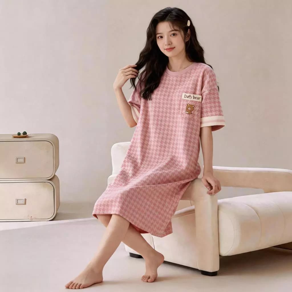 Đồ ngủ nữ có mút ngực🌸Váy ngủ🌸Mùa Hè Thoáng Mát Dễ Thương cộc tay mặc ra đường Vải thun poly