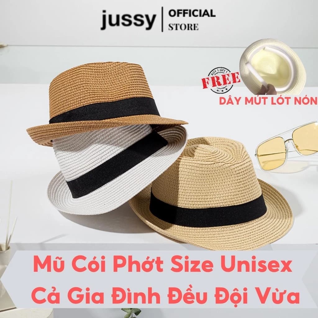 Mũ Cói Phớt Vành Nhỏ Đi Biển Jussy Official Phong Cách Nón Cói Panama Unisex Nam Nữ Đều Đội Đẹp Nhiều Màu Hot
