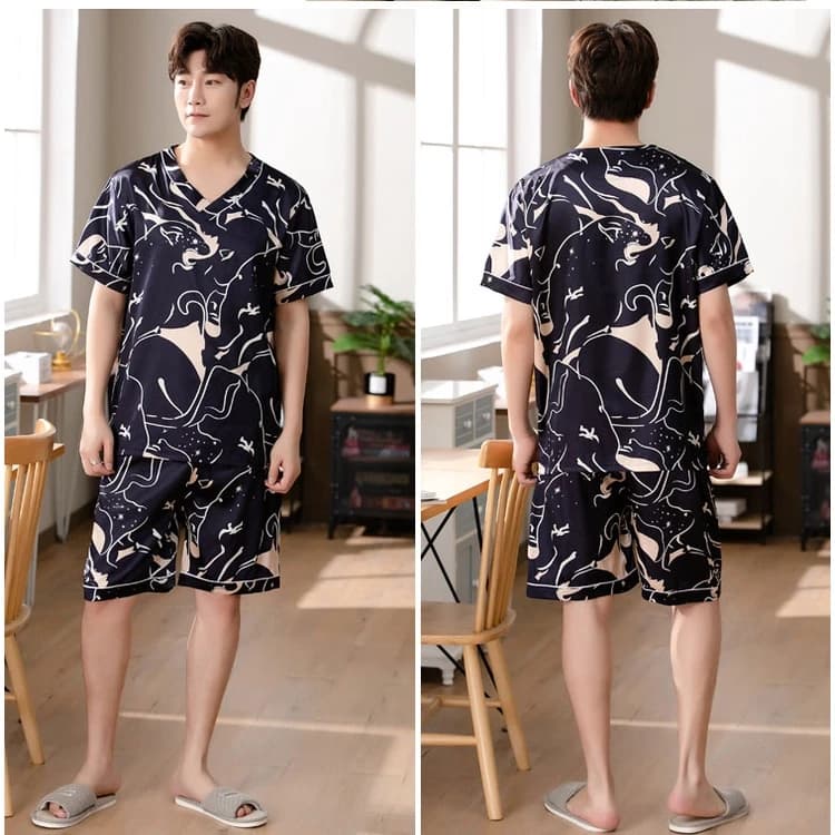 Bộ Đồ Ngủ Lụa Satin 12 Kiểu Thiết Kế Cổ Chữ V Cho Nam