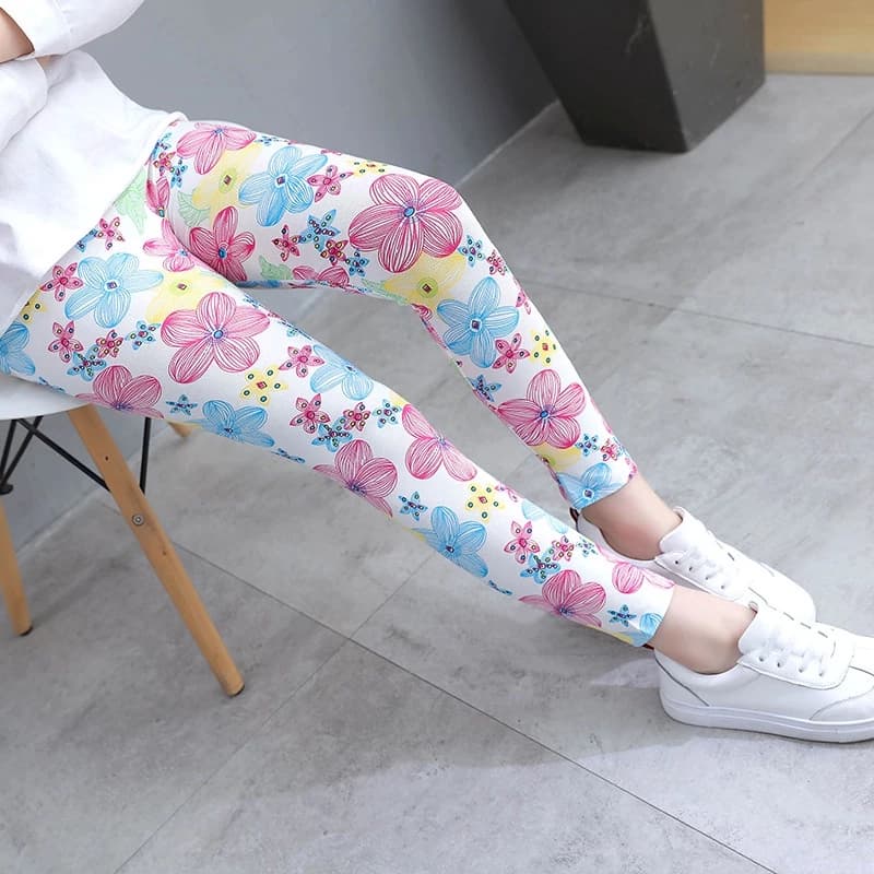 Quần legging co giãn in họa tiết phong cách Hàn Quốc đáng yêu dành cho bé gái 3-11 tuổi
