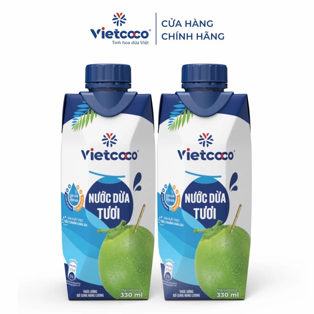 Combo 2 hộp nước dừa tươi UHT Vietcoco - hộp 330ml