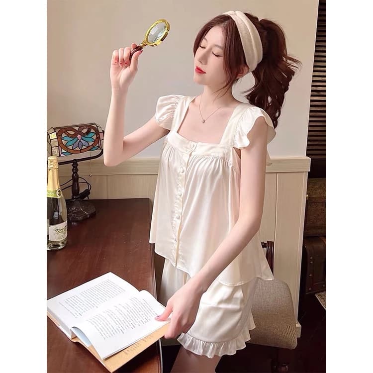 Bộ ngủ lụa cộc tay , bộ ngủ dễ thương cao cấp ⚡️ FREE SHIP⚡️ C01