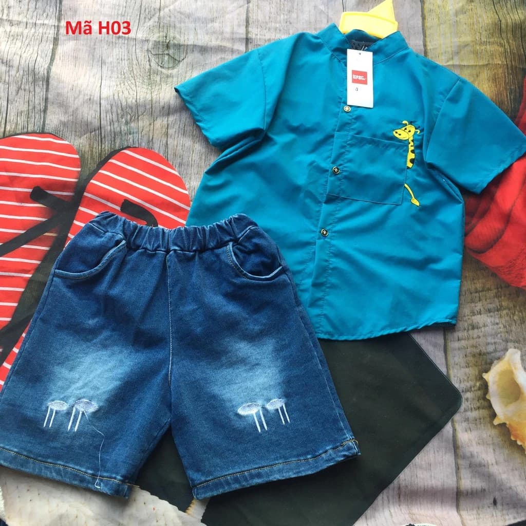 [hot] Bộ hươu cao cổ-quần jean màu đậm Hàn Quốc cho bé cực đẹp