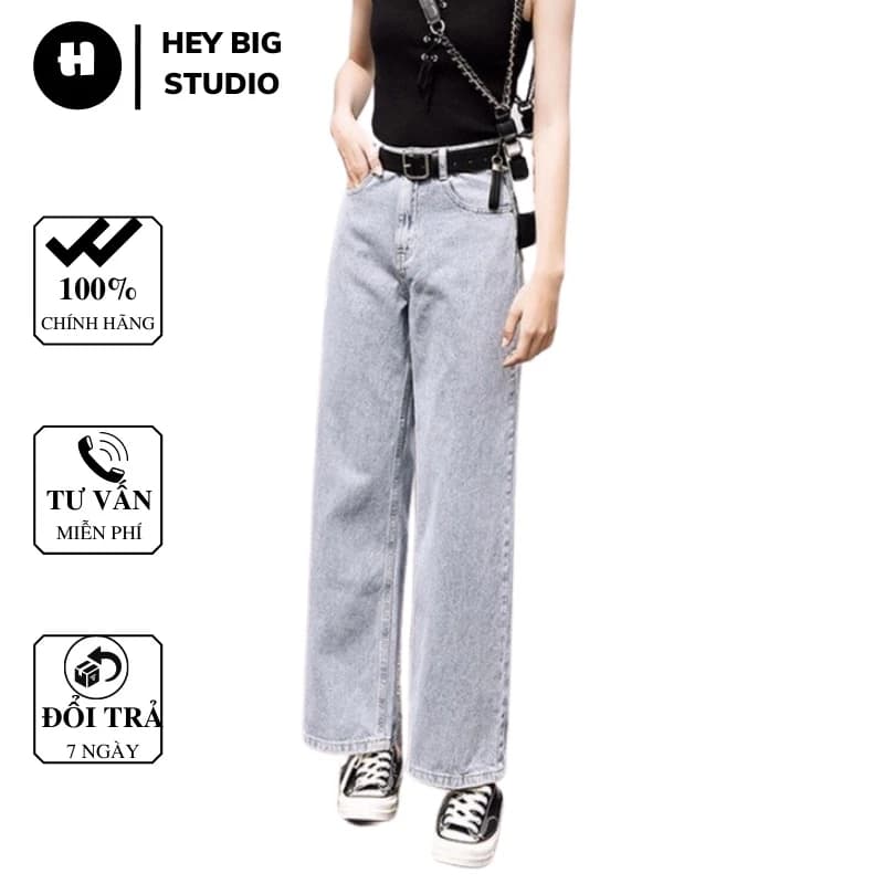 Quần jean baggy nữ ống xuông, rộng NS-01 hot trend 2021  - Phong cách Hàn Quốc