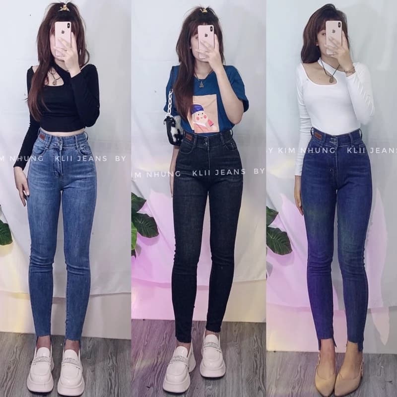[Hình thật KLii] Quần jeans ôm giãn 2 nút🌹tôn dáng