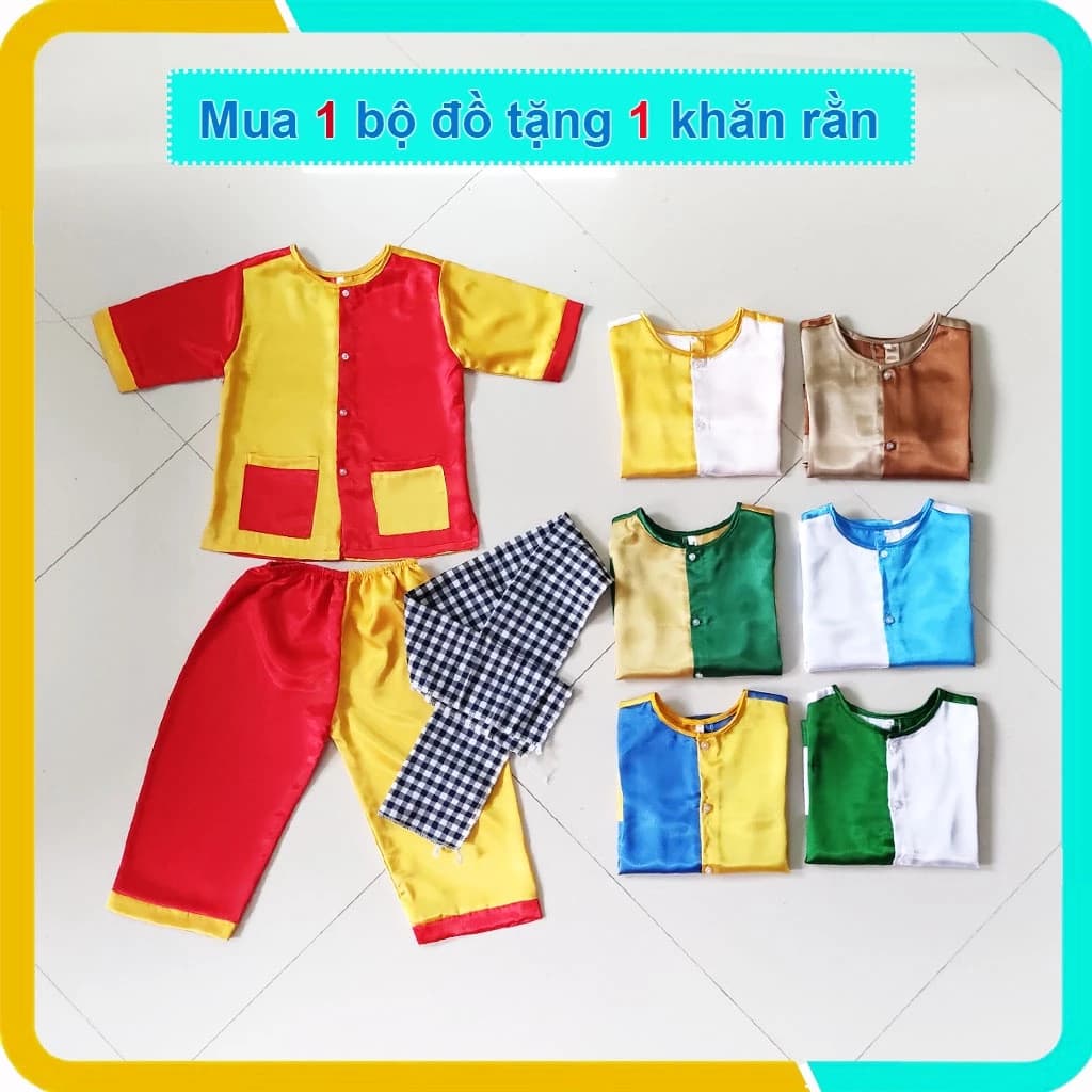 Áo Bà Ba Cho Bé Trai Và Gái Từ 1-8 Tuổi, Chất Lụa Mát Mẻ, Nguyên Bộ Quần + Áo, Hàng Cao Cấp