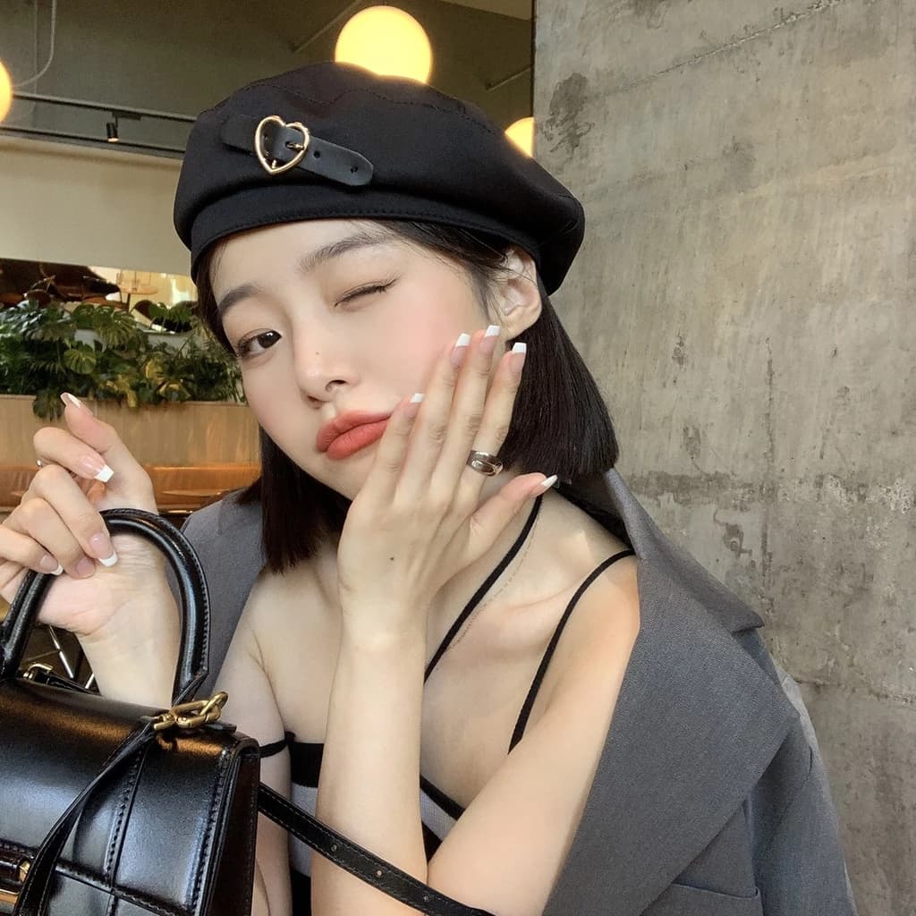 Mũ Nồi Mũ Beret Hình Trái tim nổi thời trang Vintage phong cách Hàn Quốc