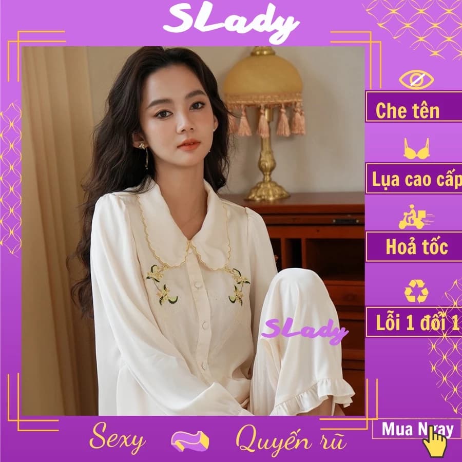 Đồ ngủ lụa pijama SLADY quyến rũ gợi cảm , bộ ngủ cao cấp VNS156