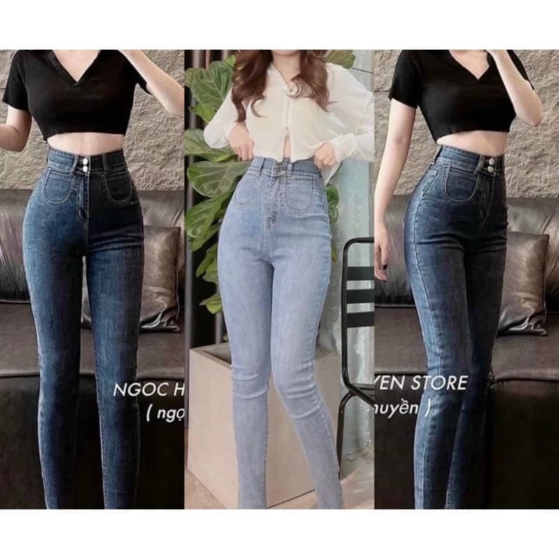 Quần jeans ôm túi tròn cạp siêu cao hạck dáng🔥KLii jeans