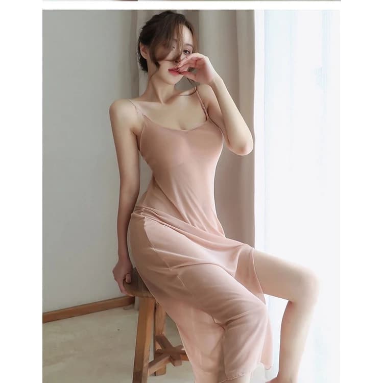 Váy ngủ 🍓 Đầm ngủ hai dây cổ vuông xẻ đùi ren quyến rũ MS1145  Tặng kèm quần chíp 🍓 Đồ ngủ nữ sexy