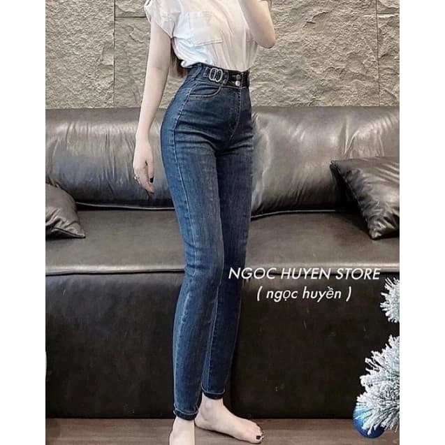 [ Hình thật] Quần jeans ống ôm 2 nút khoen C.D xinh KLii jeans sẵn