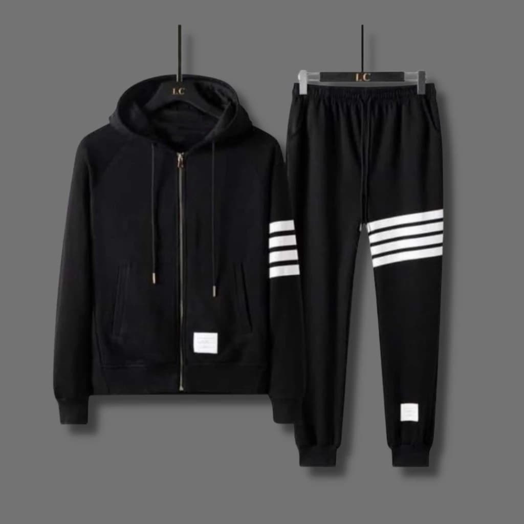 Bộ thể thao nam nữ dài tay màu đen  chất nỉ thu đông quần jogger kèm áo hoodie K1