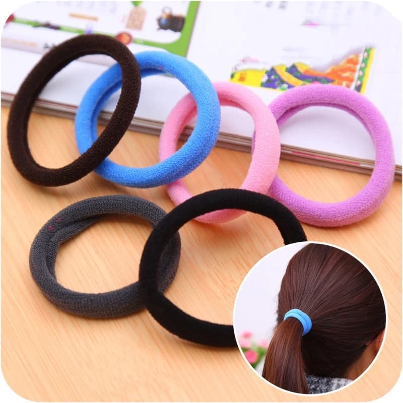 Set 50 Dây Thun Cột Tóc Màu Trơn Đa Dạng Thời Trang Cho Nữ