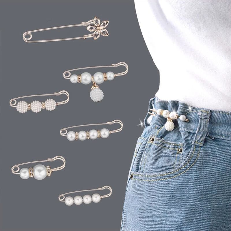 Combo 2/3 Ghim Cài Quần Áo Cao Cấp Đính Hạt - Kẹp Cố Định Điều Chỉnh Kích Thước Quần Bò, Váy, Áo Len
