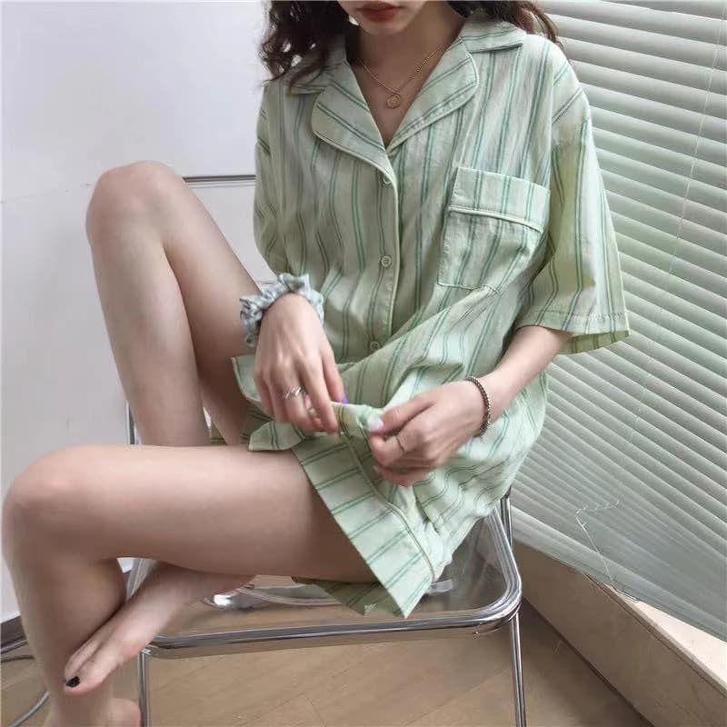 Bộ Đồ Ngủ Tay Ngắn In Hoạt Hình Shin-Chan Phong Cách Nhật Bản Thời Trang Mùa Hè Cho Nữ Lff0708
