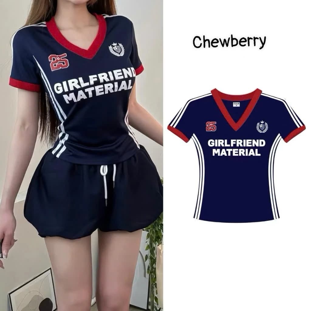Áo  dáng croptop babytee ôm body số 25 in logo