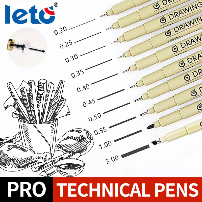 Nghệ Thuật Manga Phác Thảo Bút Micron Đánh Dấu Móc Dây Kim Phác Thảo Bàn Chải Mềm Đồ Dùng Nghệ Thuật Leto
