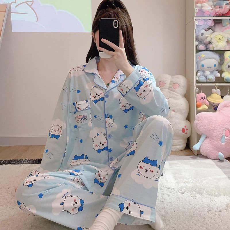 [15 Kiểu] Bộ Đồ Ngủ chiikawa Dễ Thương Hoạt Hình Nữ Hachi Usagi Dài Tay Loungewear