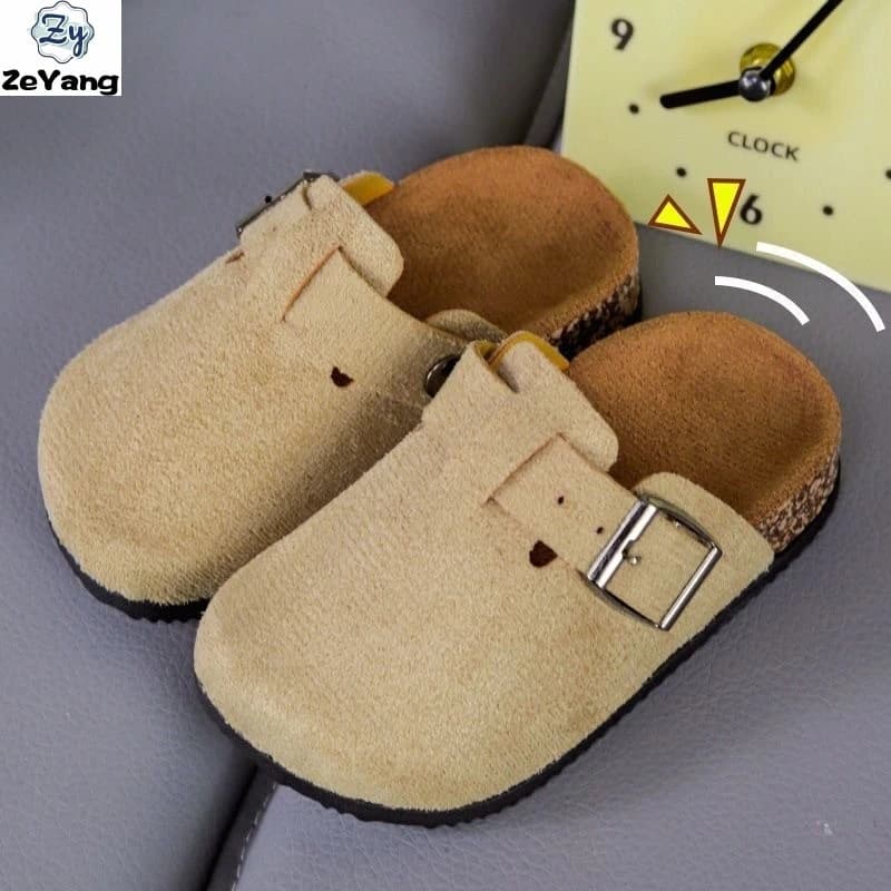 [Zy] Kích thước 24-35 Hàng có sẵn Giày  trẻ em Dép đế dày Dép che mũi Thu đông Dép lười Giày ngoài gia đình