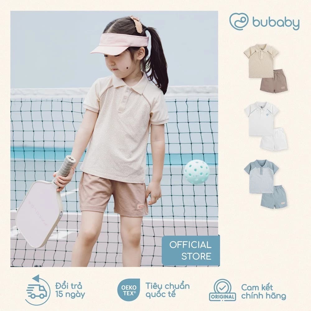 Bộ quần áo cộc tay cổ Polo BU Baby Ponie, bộ cộc thể thao sang trọng cho bé trai gái | BPN130314