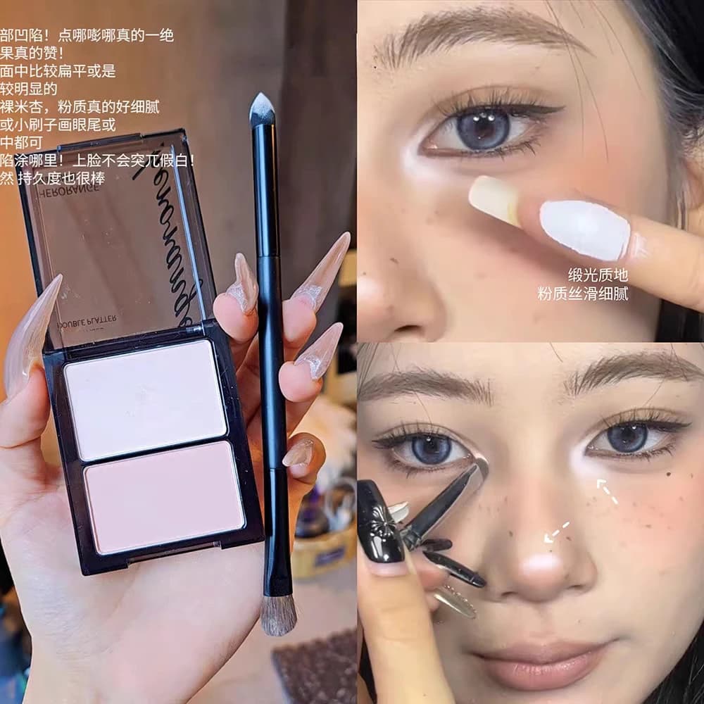 Phấn che khuyết điểm 2 màu Matte & Highlighter - Che quầng thâm, nếp nhăn, sáng mắt