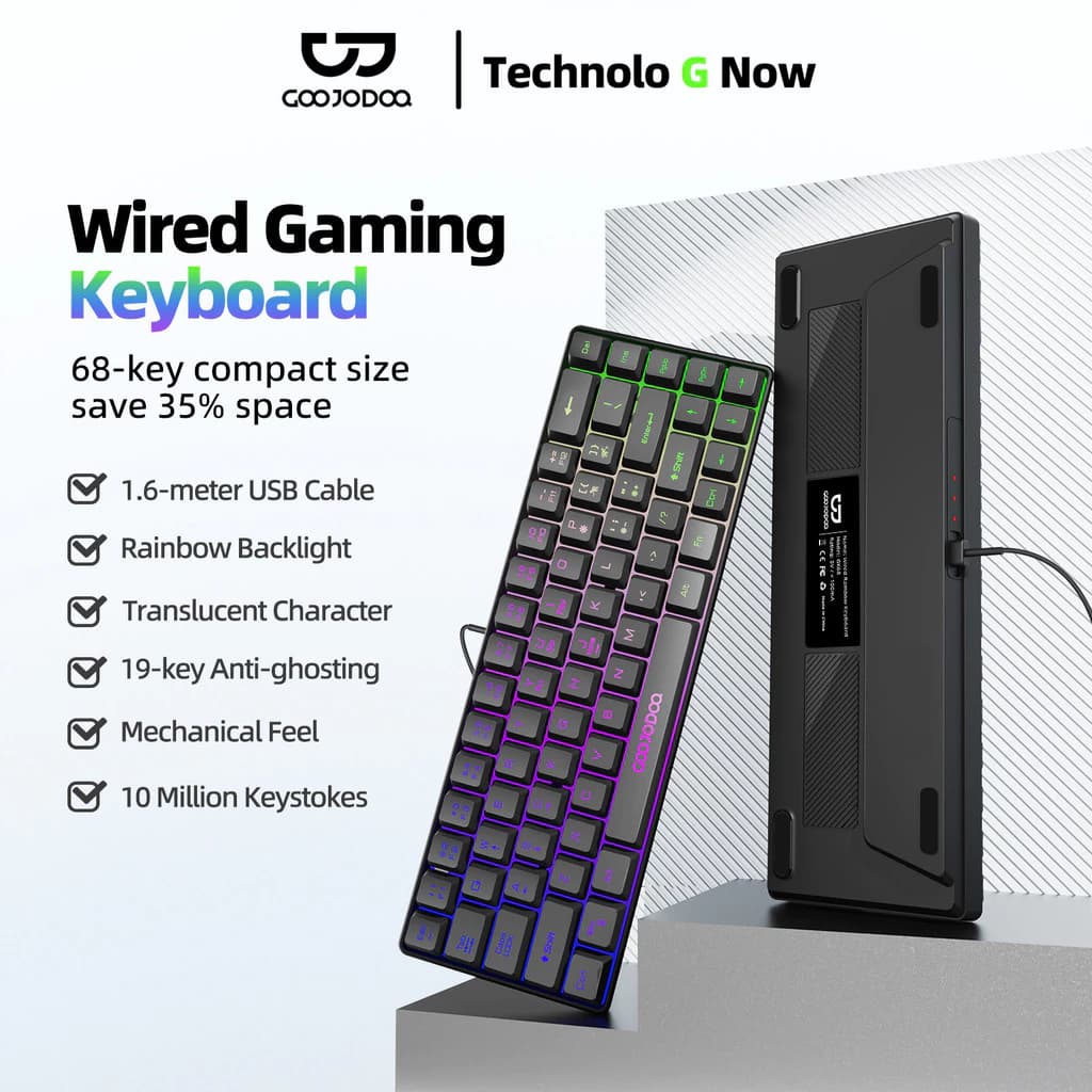 Bàn phím cong có dây 68 phím GOOJODOQ Đèn nền RGB điều khiển tùy chỉnh hỗ trợ nhiều hệ thống