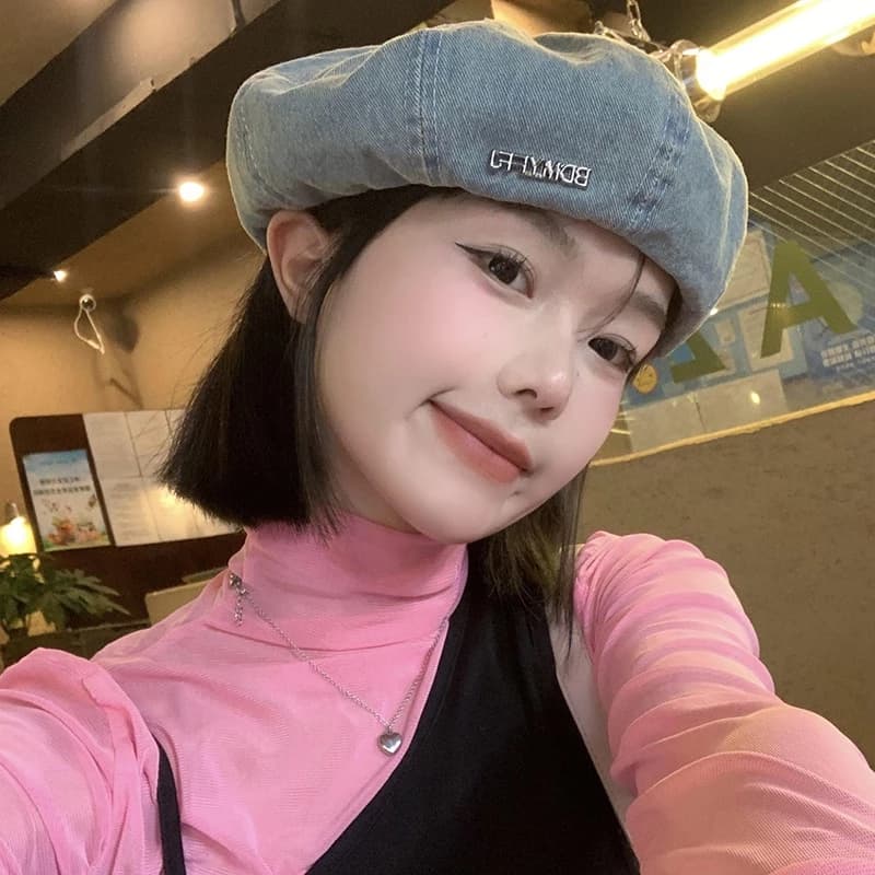 Mũ beret denim Phong Cách Thời Trang Hàn Quốc Nhật Bản Dành Cho Nữ