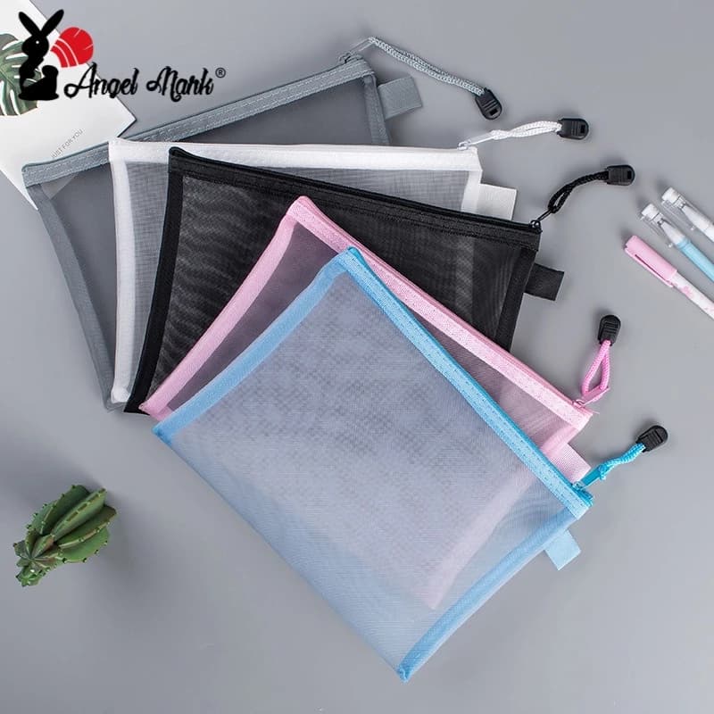 1 Túi Lưới Một Lớp Trong Suốt Đựng Tài Liệu Khổ a4 a5 a6 Có Khóa Kéo Tiện Dụng Cho Học Sinh / Văn Phòng