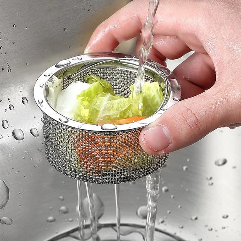 Giỏ Lọc Rác Bồn Rửa Bát, Lọc Rác Inox, Loại Cao Cấp, Có Dây Treo Xách