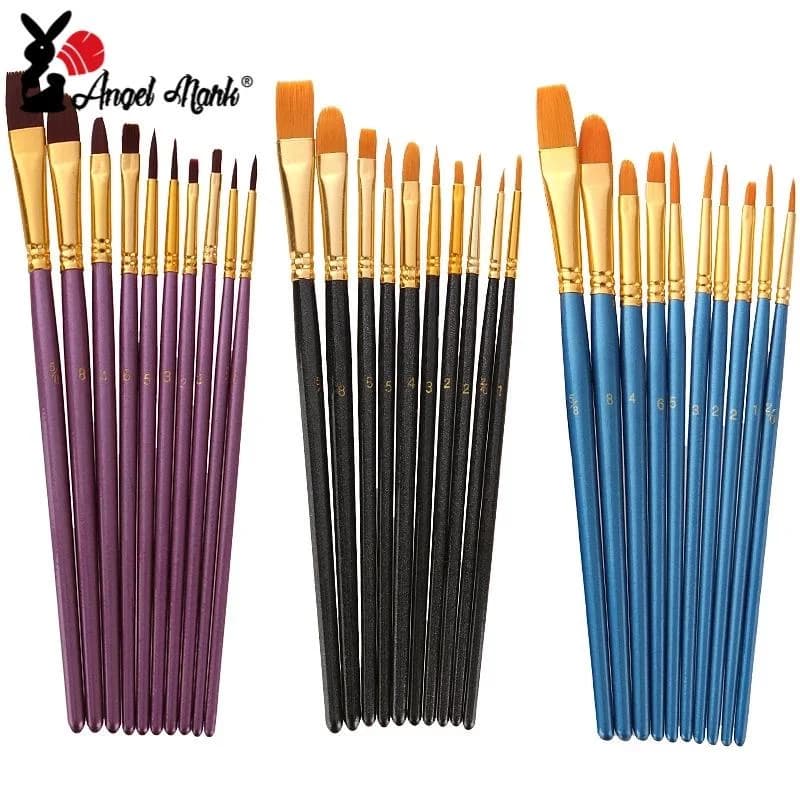 Set 3 / 6 / 10 / 12 Cọ Vẽ Màu Nước Chuyên Nghiệp Với Tay Cầm Bằng Gỗ