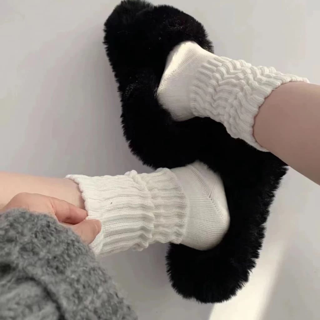 Tất Cao Cổ, Vớ Cao Cổ Nữ Màu Trắng Chất Liệu Vải Cotton Co Giãn Phong Cách Hàn Quốc